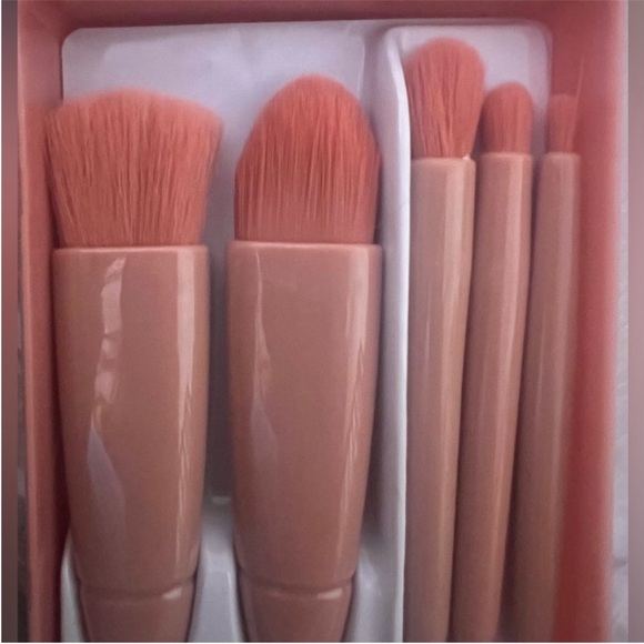 Mini Travel Makeup Brush 5 Piece Set in a Pink Mirrored Compact Case - Picture 7 of 16